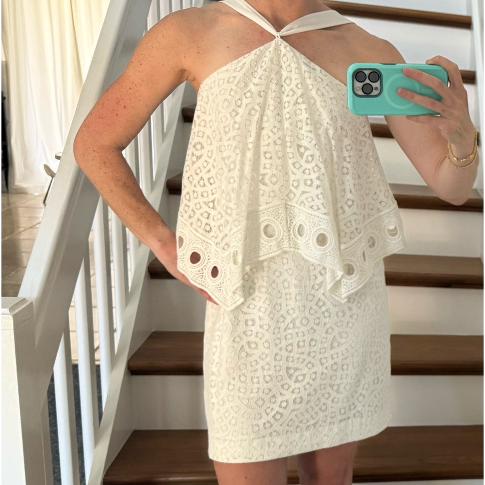 White Lace Necktie Lily Pulitzer Mini Dress